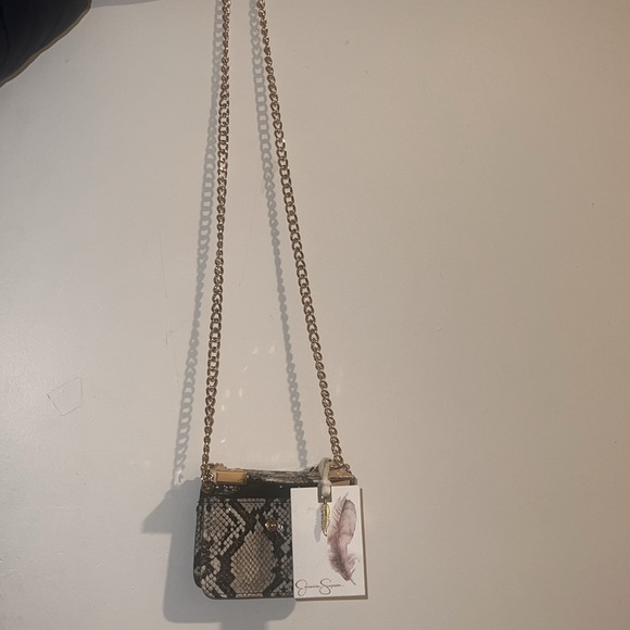 Jessica Simpson mini snake style pattern mini purse bag natural python chain - Picture 11 of 13